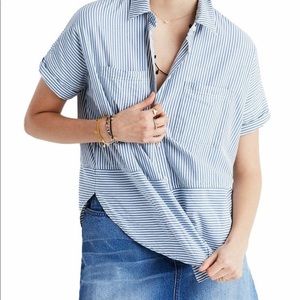 Madewell Courier Button Down Shirt Blue Stripe XS